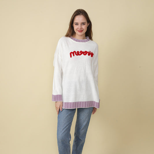 Adiffu New Long-sleeved Monogram Embroidered Sweater For Christmas